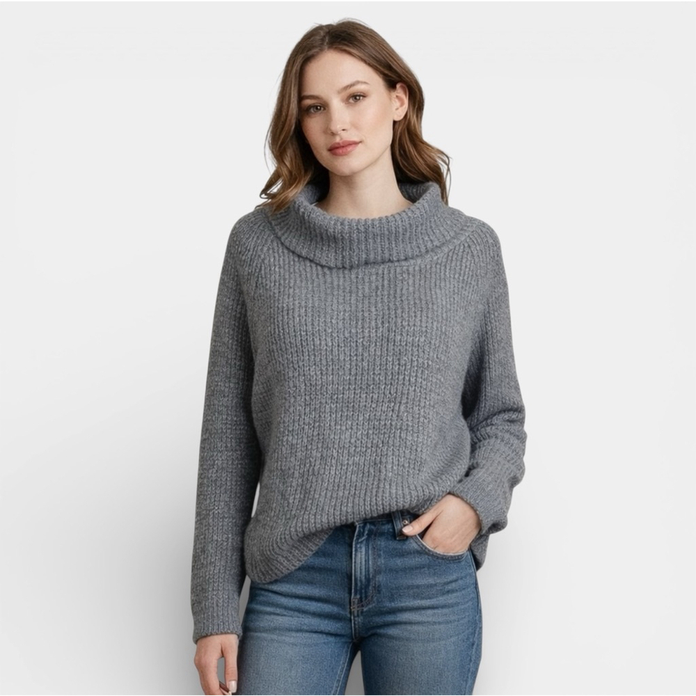 KIMCHI BLUE Loose Cable Knit Gray Cowlneck Sweater, Size M